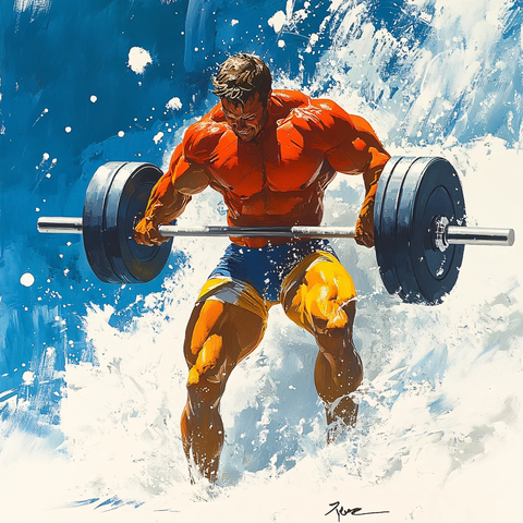 手绘举重运动员