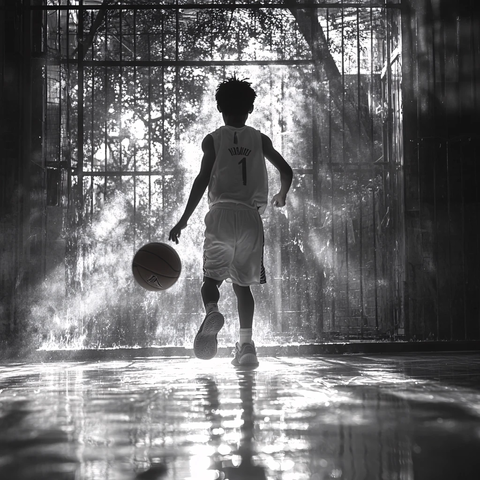 打篮球的男孩