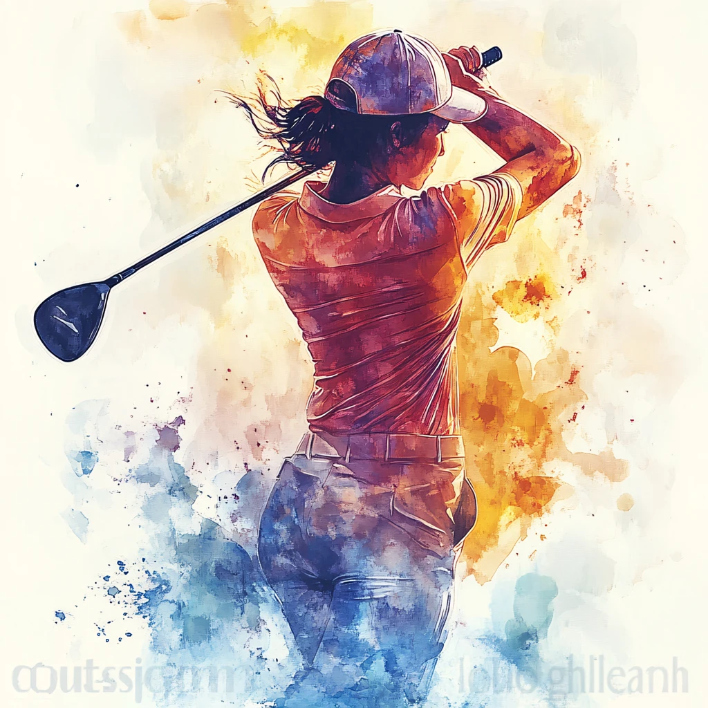 打高尔夫水墨海报