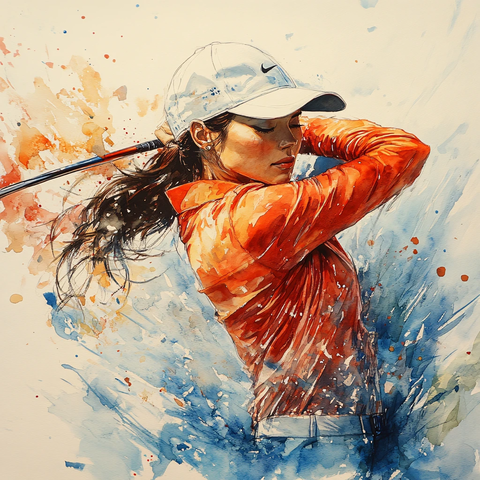 高尔夫手绘人物