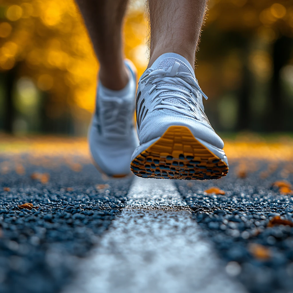 秋天里晨练的人