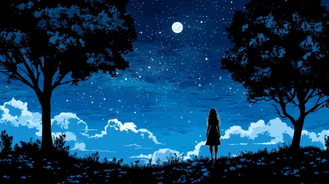 月光插画月光下