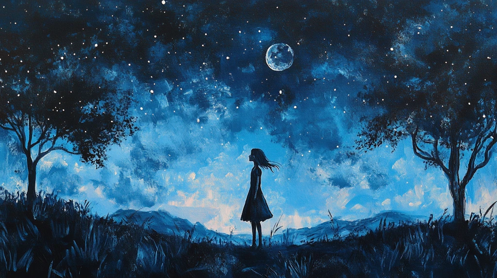 月光插画月光下