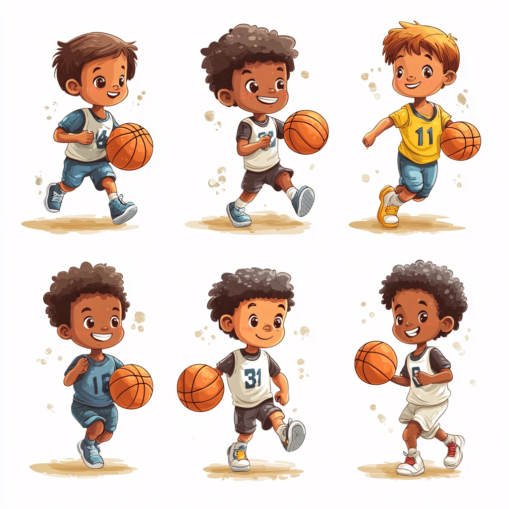 卡通篮球儿童