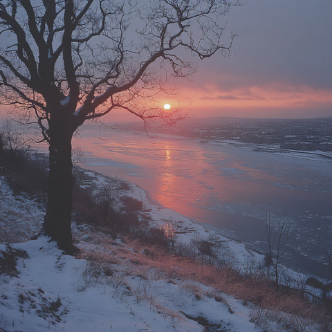 松花江雾凇岛夕阳