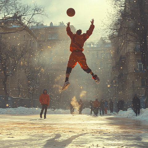 篮球运动员跳投瞬间