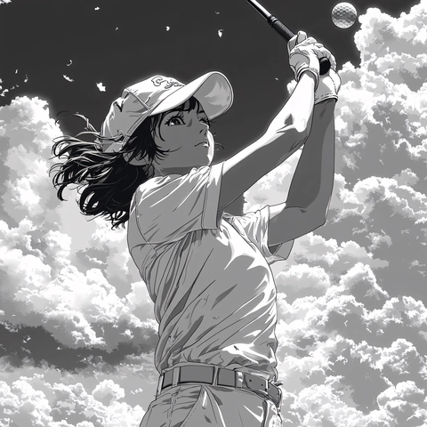 高尔夫手绘人物