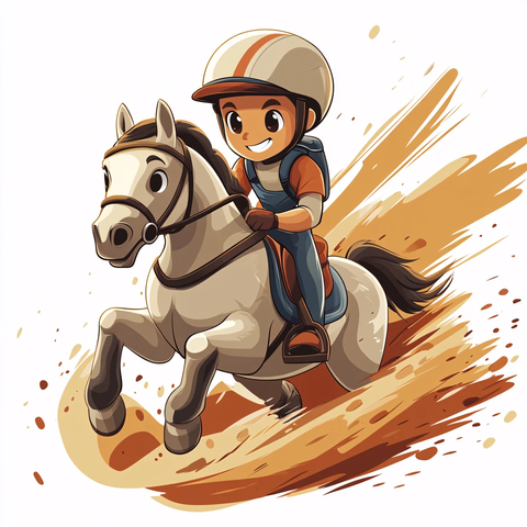 卡通骑马人物