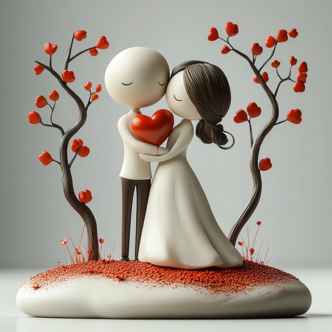 卡通情侣人物摆件