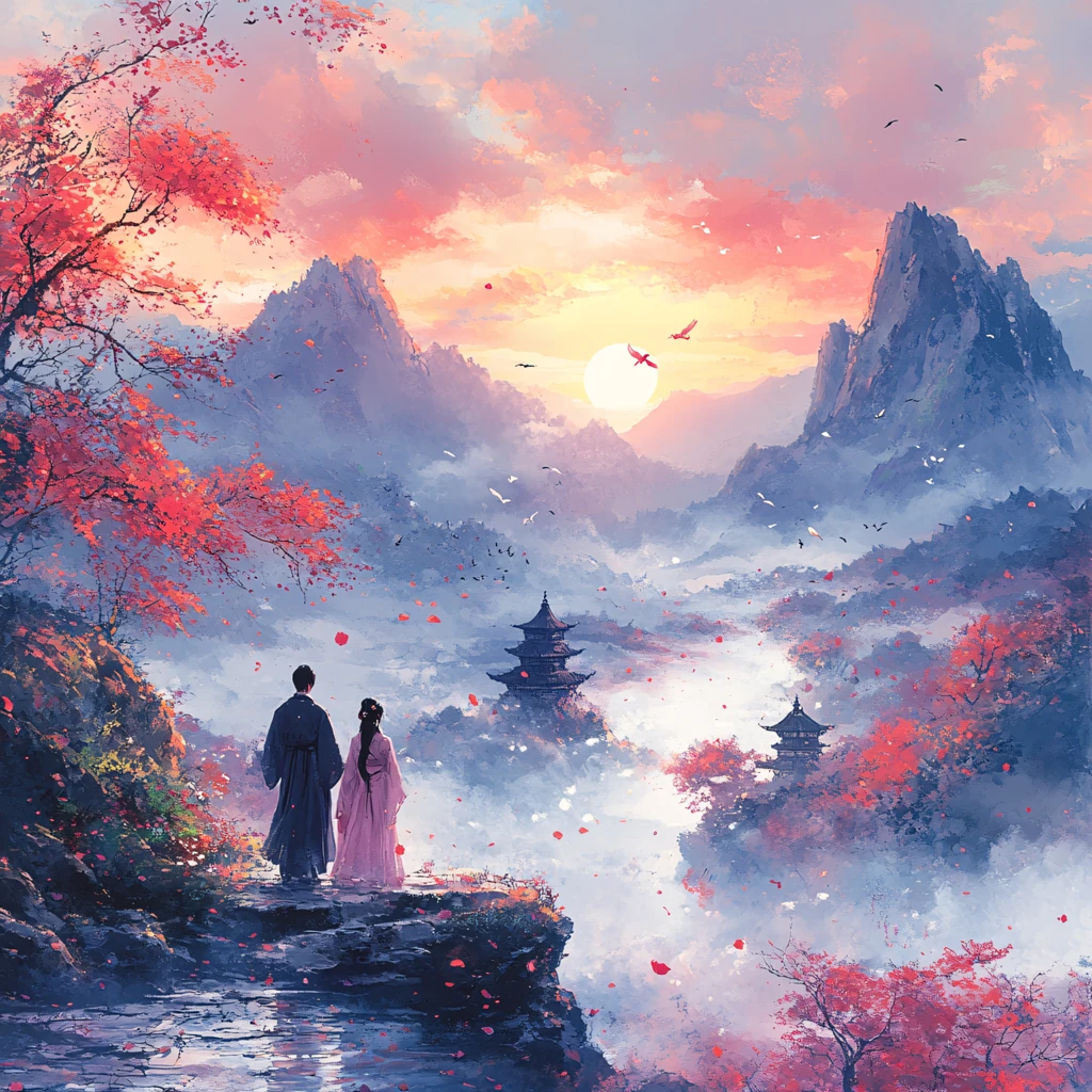 唯美古风场景插画封面