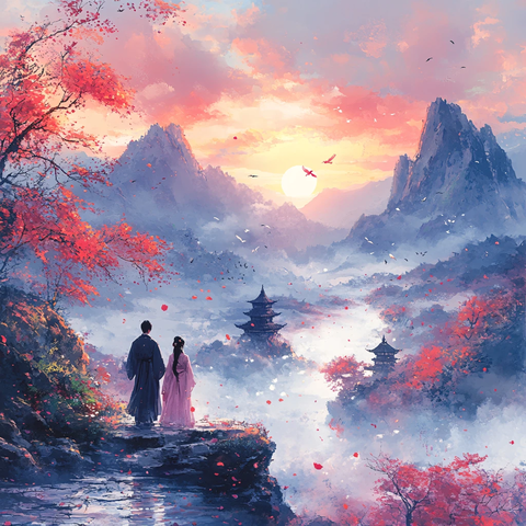 唯美古风场景插画封面