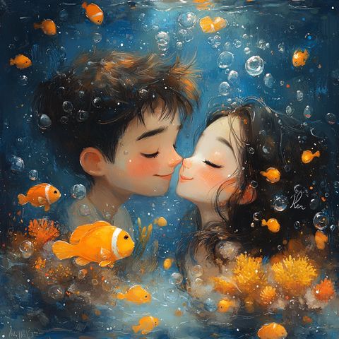 唯美浪漫情侣插画