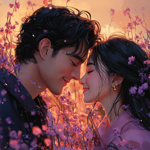 唯美浪漫情侣插画