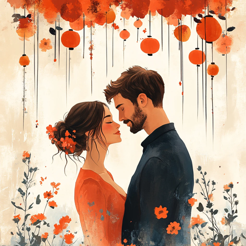 浪漫情侣插画