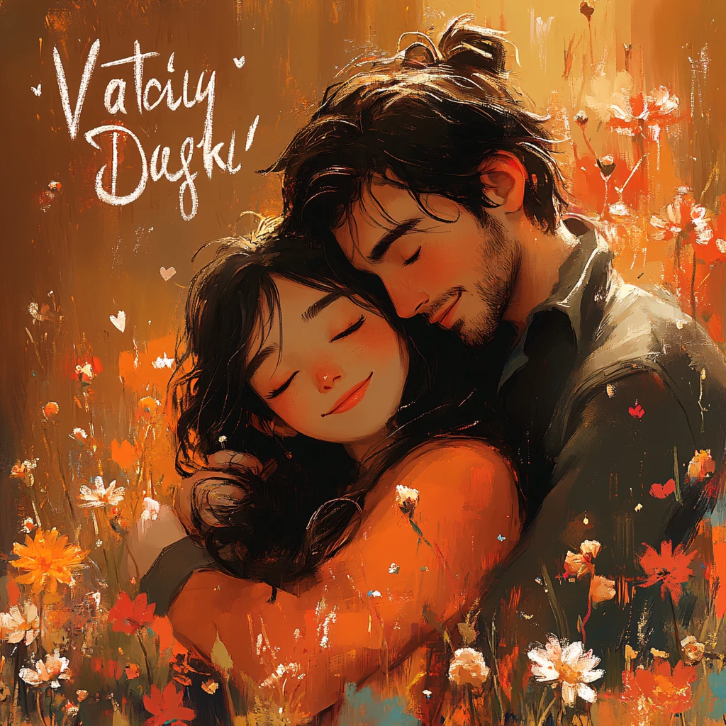 唯美浪漫情侣插画