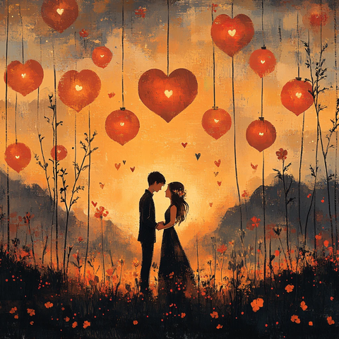 浪漫情侣插画背景