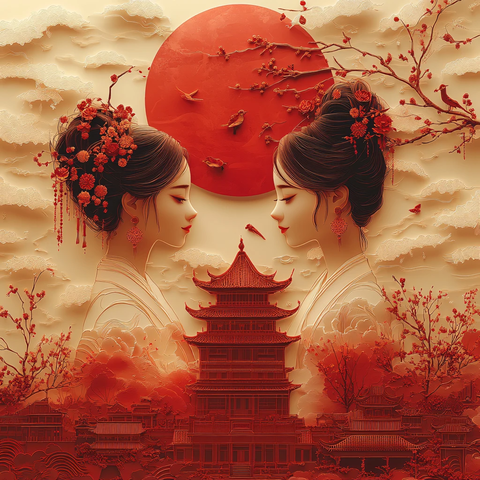 中秋楼阁仙女图