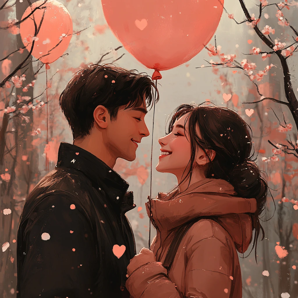 唯美浪漫情侣插画