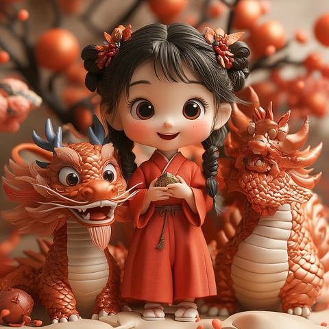 龙年小女孩插画