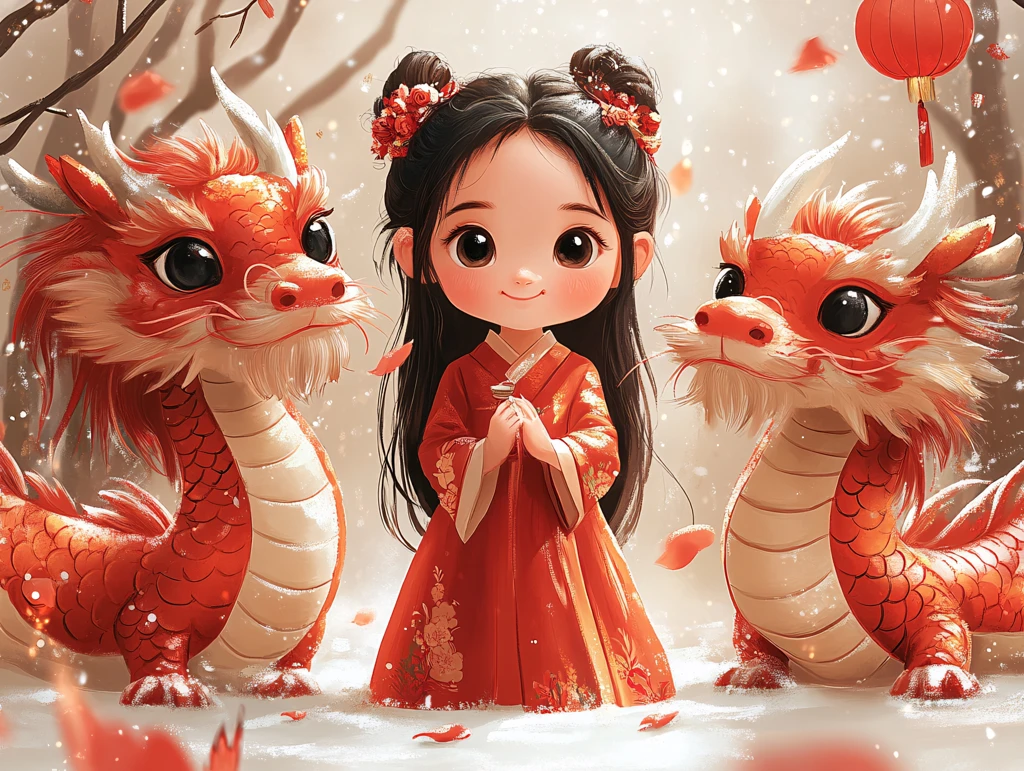 龙年小女孩插画