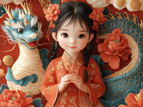 龙年小女孩插画