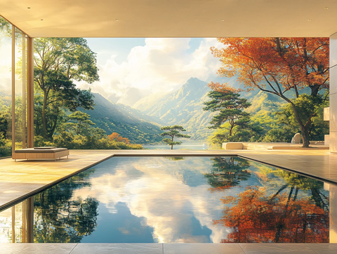 巨幅山水风景背景墙