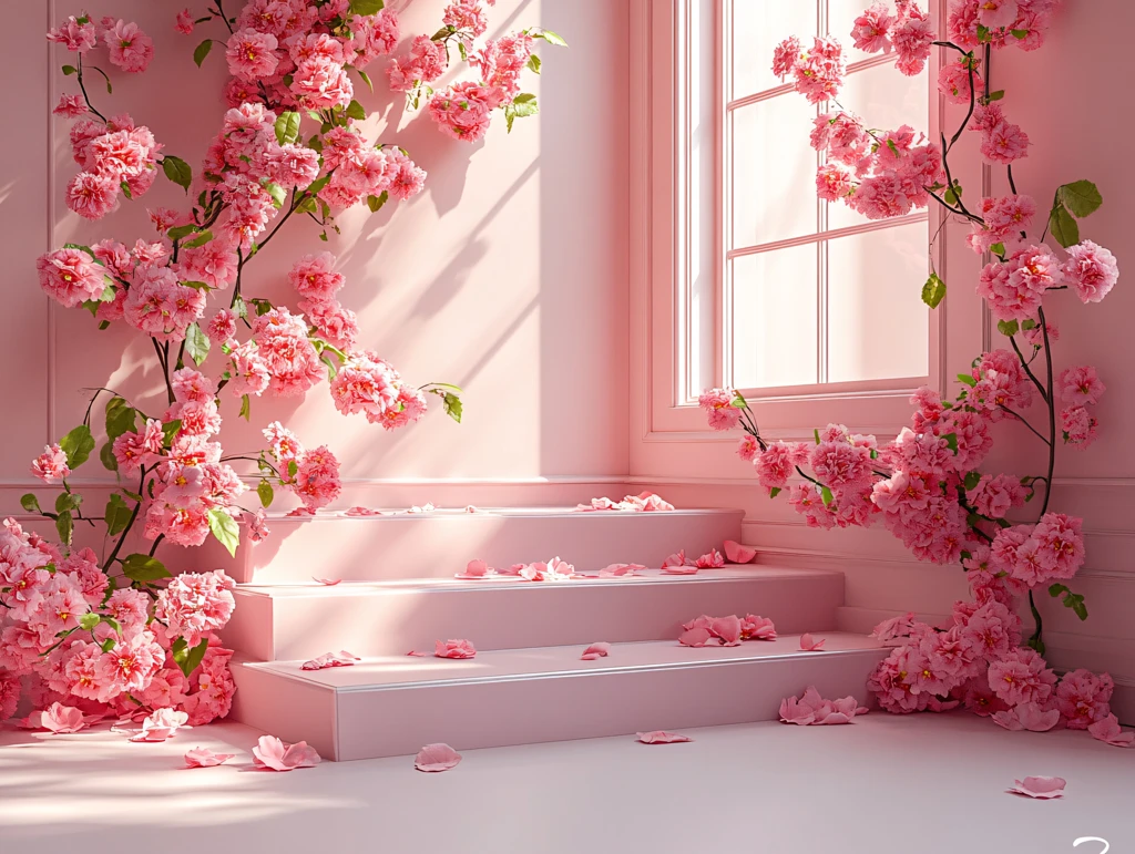 立体玫瑰花藤背景