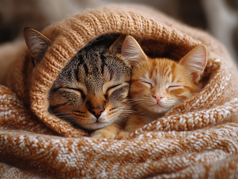 躺在窝里的小猫们