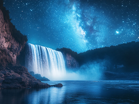 瀑布夜景