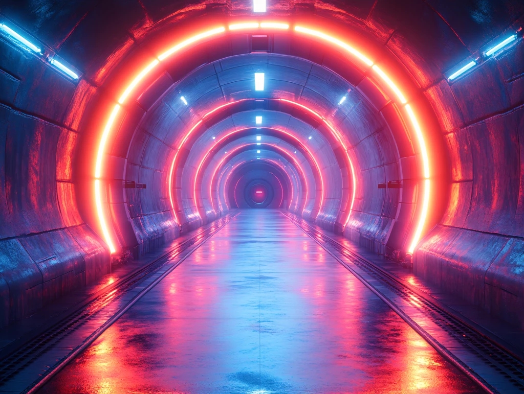 流光溢彩的霓虹灯走廊