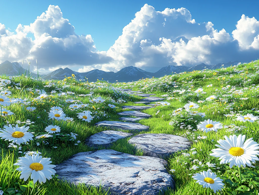 田园小花石板路