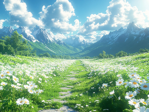 唯美梦幻花田场景