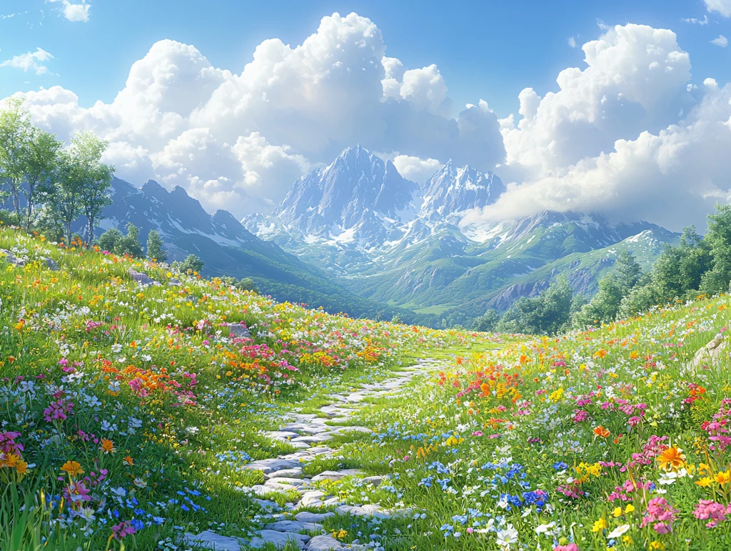 唯美梦幻花田场景