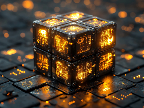 发光橙色立方体