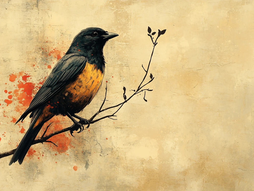 金色质感山树鸟