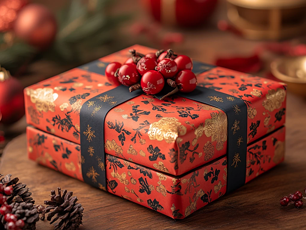 新年礼盒手绘石榴礼盒