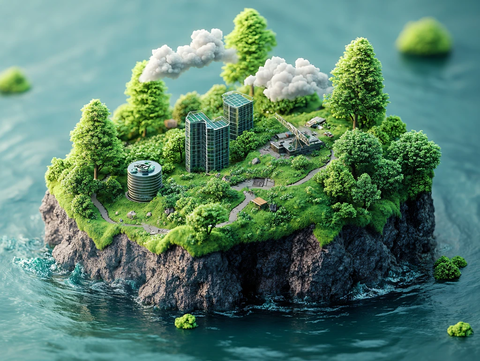 城市悬浮岛风景