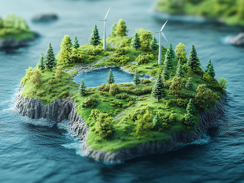 城市悬浮岛风景