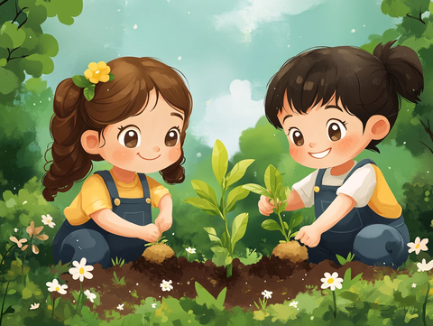 小朋友植树素材