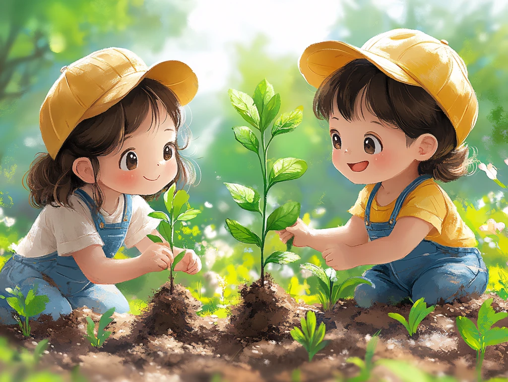 小朋友植树素材