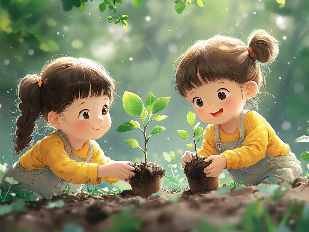 小朋友植树素材