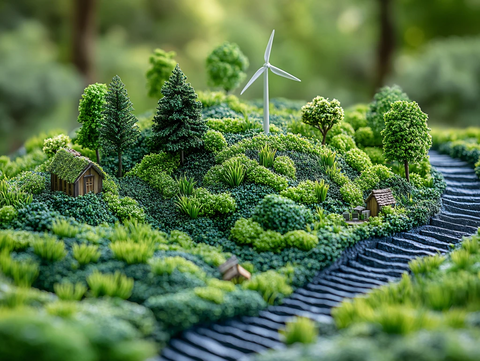 创意绿色微缩场景