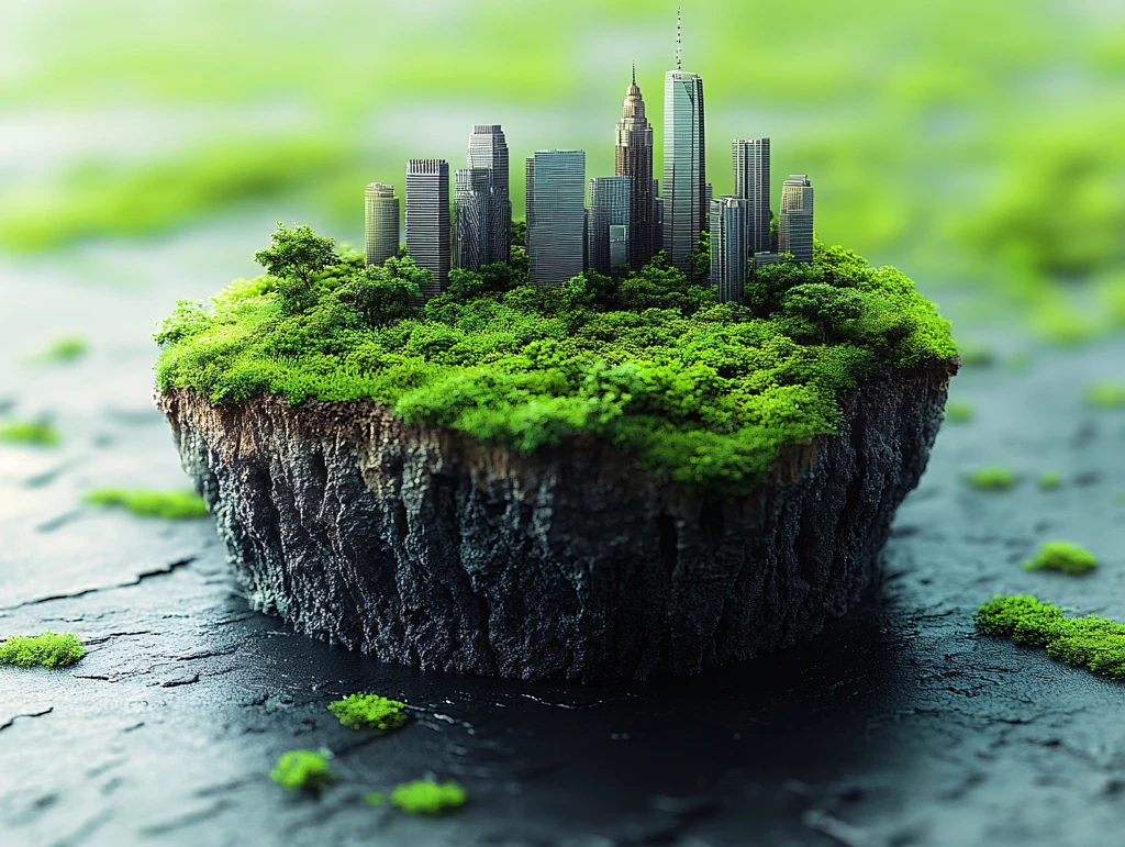 城市悬浮岛风景