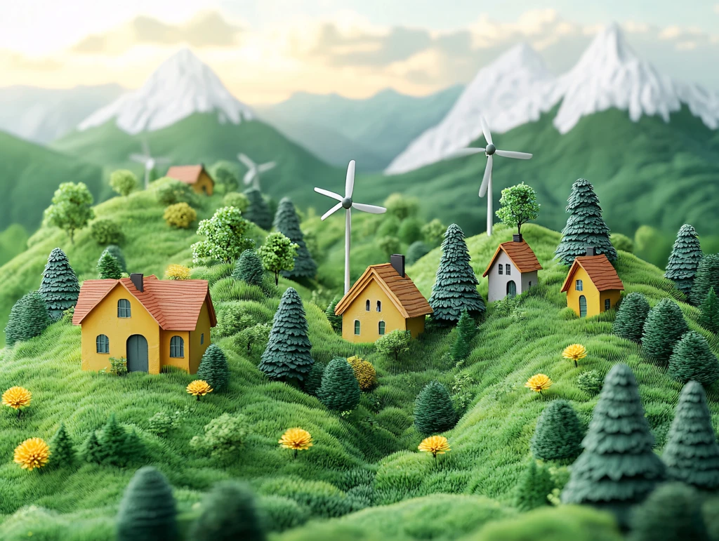 创意绿色微缩场景