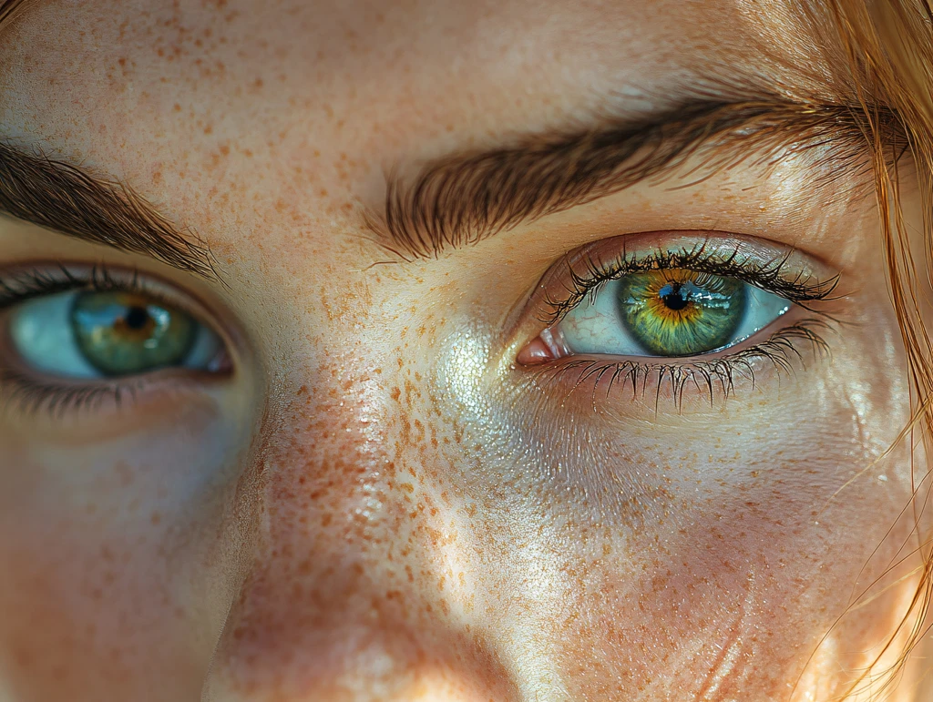 室内绿色眼睛特写