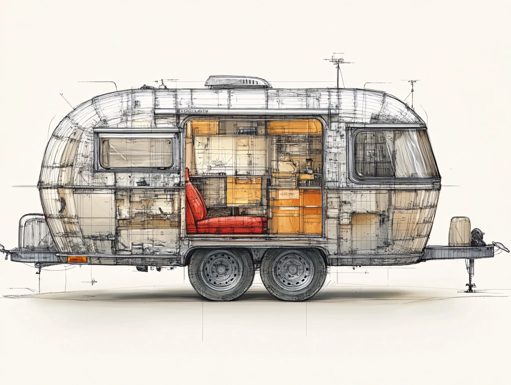 露营地房车插画