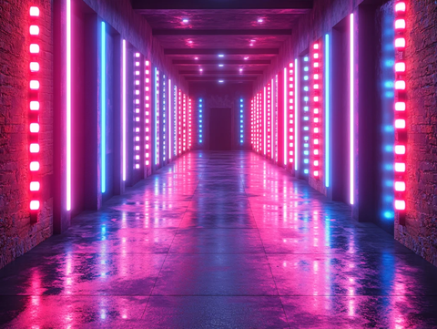 流光溢彩的霓虹灯走廊