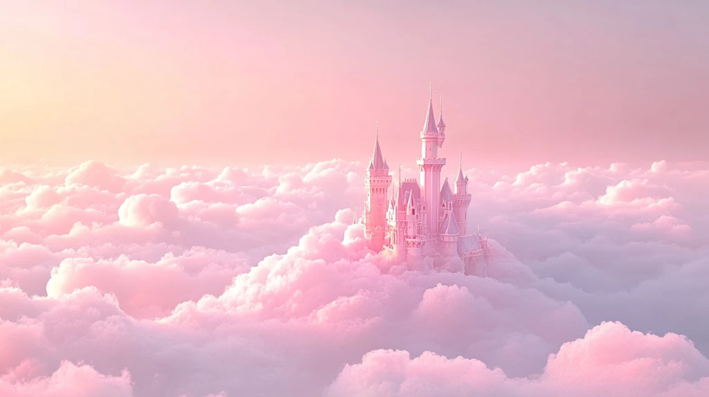 粉色超现实主义漂浮城堡