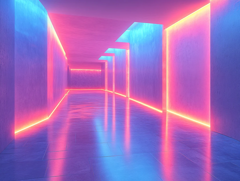 流光溢彩的霓虹灯走廊