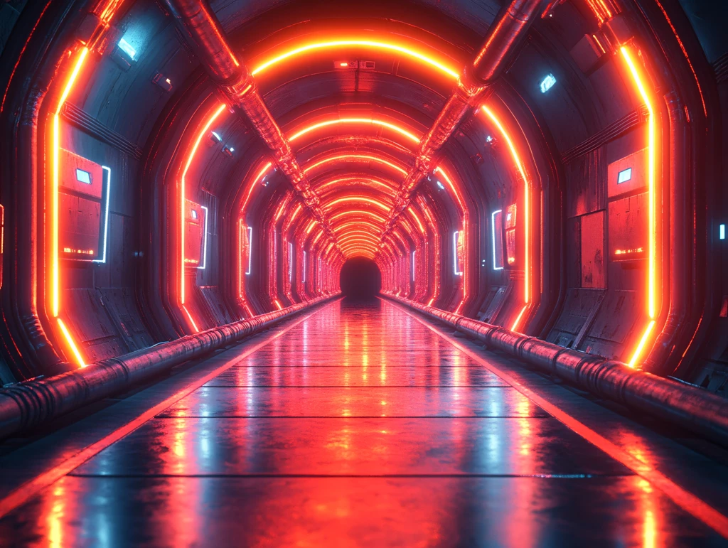 流光溢彩的霓虹灯走廊